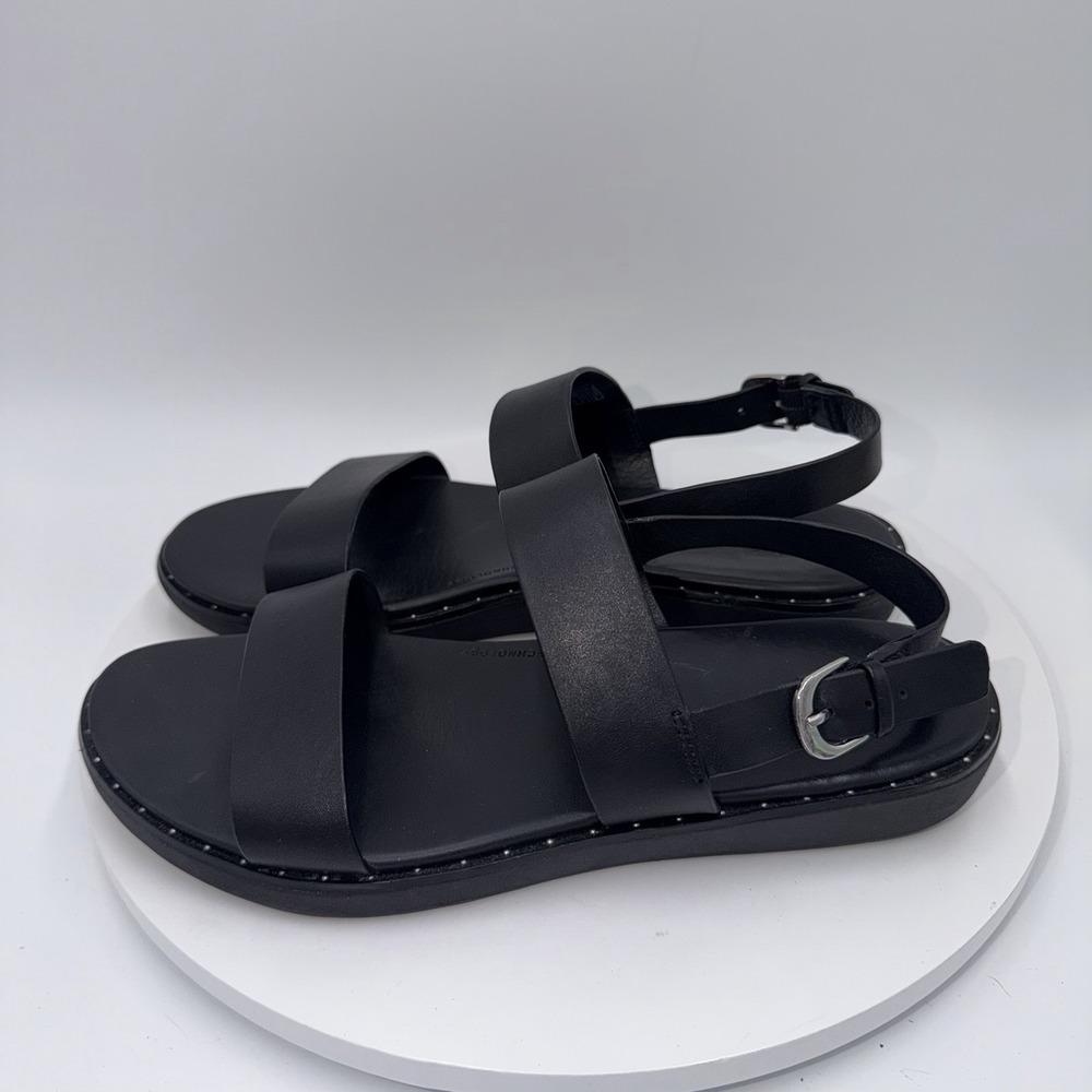 FitFlop Barra Stud Black Leather Platform Strap Comfort Sling Sandals Women's 9